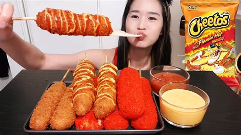 korean corn dog hot cheetos
